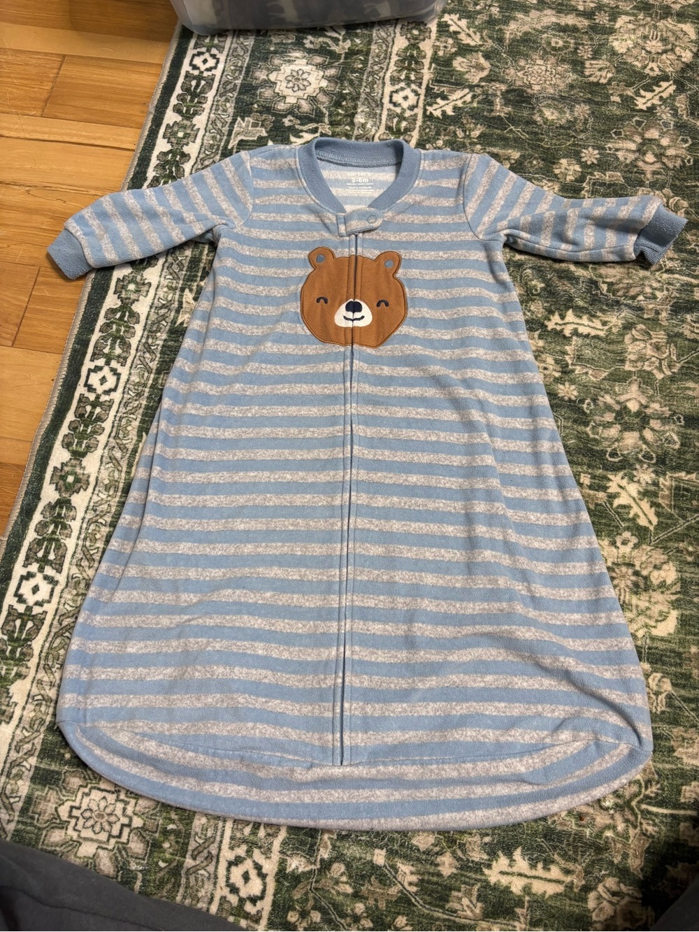 Carter's Light Blue & White Striped Bear Sleep Sack
